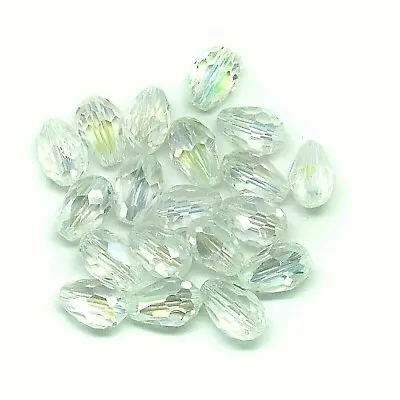 £3.59 • Buy 20 Clear AB Teardrop Faceted Crystal Glass Beads  11mm X 8mm   J10449XD