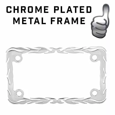 CHROME 3D Hot Rod Flames MOTORCYCLE Scoot Trailer Golf Cart LICENSE PLATE FRAME • $15.95