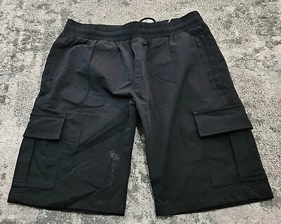 Arne Black Cargo Shorts -  Smart Tailored Medium Shorts • £12.99