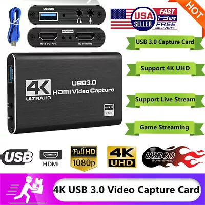4K Audio Video Capture Card HDMI Video Capture Device USB 3.0 Full HD Recording • $20.97