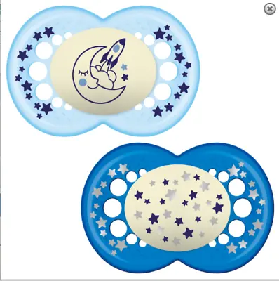 MAM Original Pure Night Sustainable And Bio-Renewable Baby Soother Set 6+M New • £10.50
