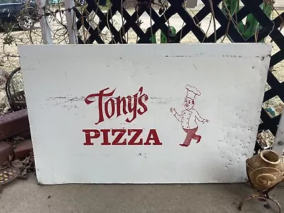 Vintage 1960’s TONY'S PIZZA Metal Sign Salina Kansas 36” X 23.25” Original • $245