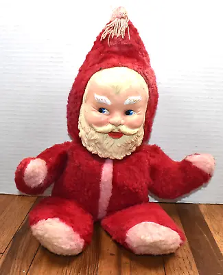 Vintage 16 Inch Rubber Faced Plush Stuffed Santa Claus Christmas Toy Doll • $39.95