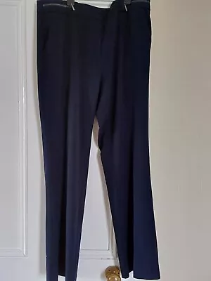 M&s Collection Navy Blue Bootleg Smart Trousers Size 14. Good Condition • £6.99