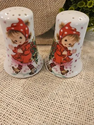 Vintage Christmas Holiday Lefton Japan Christy Salt And Pepper Shakers • $13