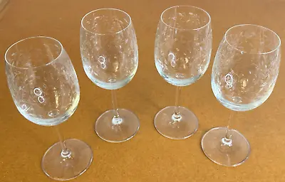 Set Of 4 Vintage Floral Etched Wine Glasses 7.75  • $25