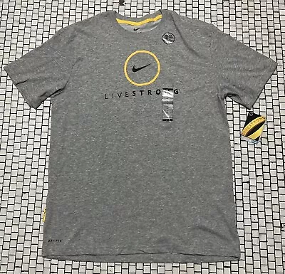 MEN'S NIKE DRI FIT LIVE STRONG Logo Grey T-SHIRT Sz L New With Tags • $39.99