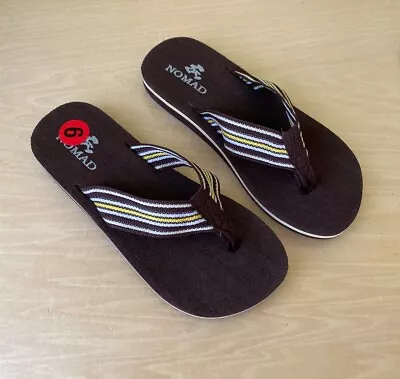 NEW! NOMAD Maui Sandal Women's 6 Brown Striped Web Strap Foam Thong Flip Flop • $7