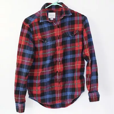 American Eagle Red Plaid Flannel Relaxed Fit Long Sleeve Shirt Men’s Small • $10