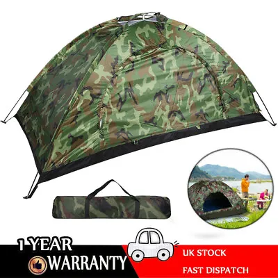 Camouflage Hiking Tent Waterproof Family Camping Outdoor Festival Shelter Tent • £16.39