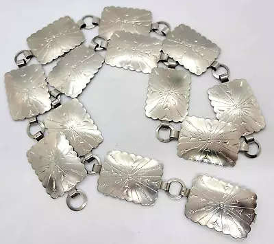 Silver Concho Belt FIESTA Stamped Arrows Western Boho Adjustable - VINTAGE • $28