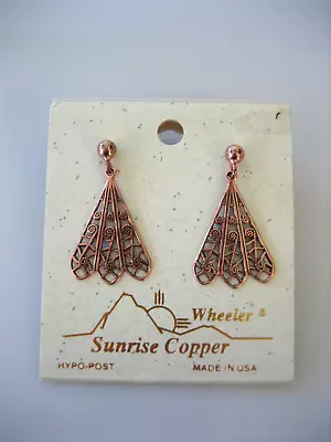 Wheeler Sunrise Copper Dangle Triangle Earrings • $9.88