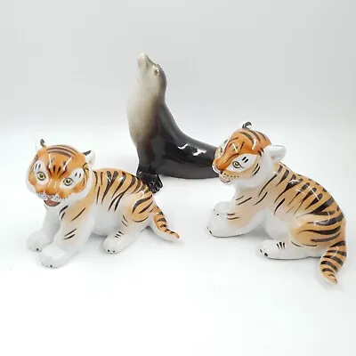 USSR Porcelain Tiger Cubs & Seal Gardner Of Verbilki & Lomonosov Figurine  • £18.95