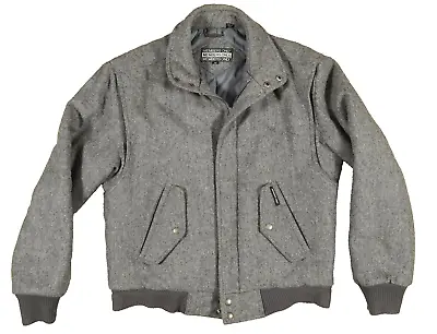 Members Only Men's Wool Bomber Jacket Size 38 MEDIUM Vintage Gray • $31.47