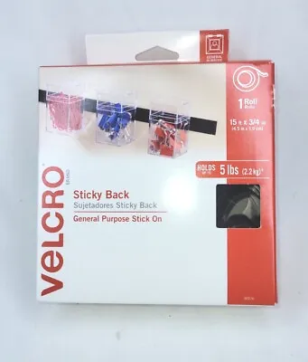 VELCRO Brand Sticky Back One Roll 15 Ft X 3/4'' Long Black For Home And Office • $21.99