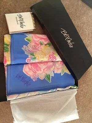 Bob Mackie Wearable Art Square Silk Scarf Pastel Floral Print With Gift Box • $10