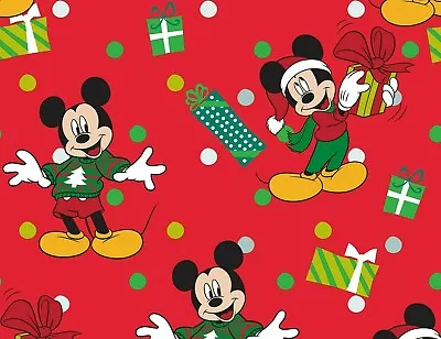 Mickey Mouse Fabric  Mickey For Me  Christmas  Gifts  Holiday Santa  By The Yard • $8.99