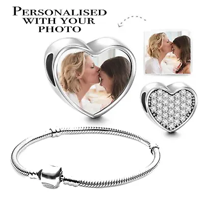£17.97 • Buy Photo Charm Heart Shape Valentines Mothers Anniversary Day Personalised Gift