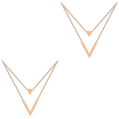 Chic Necklace Layered Chain Choker V-Shaped Necklace • £13.49