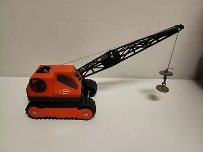 Vintage Tonka Pressed Steel Crane Orange W/ Rubber Treads Beautiful Condition • $119.99