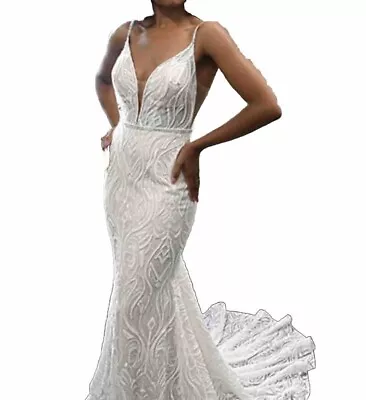 Nwt Unaltered Martina Liana Beaded Sequined Fit/flare Honey/ivory Wedding Gown • $1850