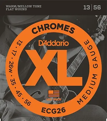 D'Addario ECG26 Chromes Flat Wound Medium 13-56 Electric Guitar Strings • $19.99