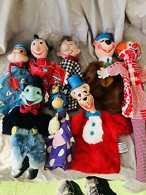 Vintage Character Hand Puppets Lot Of Eight Popeye Olive Oil Wimpy Yogi Bear • $128