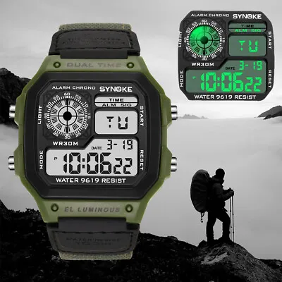 Men Waterproof Digital Sports Watch Military Tactical LED Backlight Wristwatch • $10.69