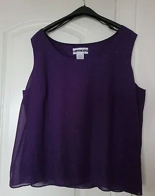 Dana Kay Woman Tank Top Size 22W Lined Sheer Purple Glittered Fabric • $19.23