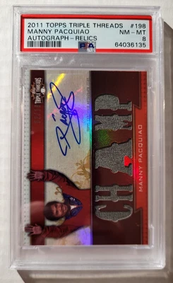 $625 • Buy 2011 Topps Triple Threads Manny Pacquiao Autograph Relic Card /18  PSA 8