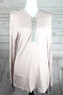 Venus Women's Hoodie Pastel Pink Gray Button Up Long Sleeve Top Size Large • $14.99