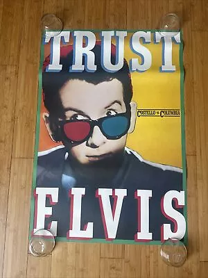 RARE Elvis Costello TRUST Original 1981 Promo Poster Less Than Zero 3D Glasses • $99.99