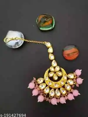 Tikka Bollywood GoldPlated Kundan Jhumar Jewelry Bridal Set Mang Tika Indian 05 • $19.99