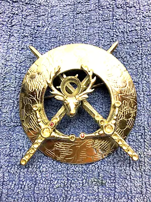 Vintage MIZPAH Scottish Brooch DEER STAG & SWORD PIN (no Stones) • $10