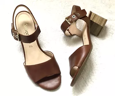 GABOR - SOFT BROWN LEATHER / LEATHER LINED SANDAL SHOES  Size 7.5 Uk - FAST POST • £25