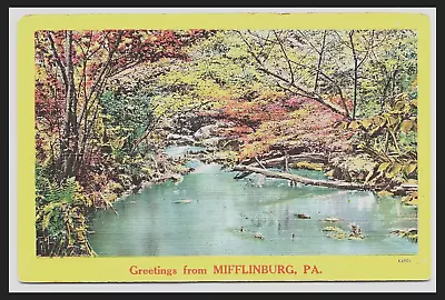 Mifflinburg PA Linen Postcard Greetings From Unposted   Pc253 • $6