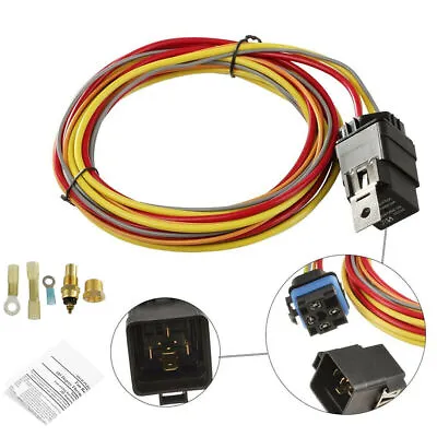 Dual Electric Cooling Fan Wiring Harness Install Kit 185/165 Hermostat 40A Relay • $59.30