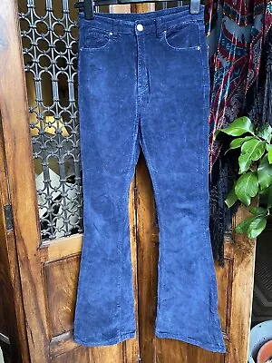 SHEIN Navy Blue Cords Corduroy Flares Jeans 70s • £10