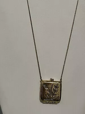 Vintage '1928' Long Gold Tone Chain Engraved Purse/locket Pendant Necklace • $7.99