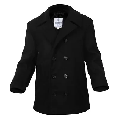 Pea Coat US Navy STYLE Jacket Non-USGI USN CVN DDG SSN LHA Wool Peacoat Black • $108.99
