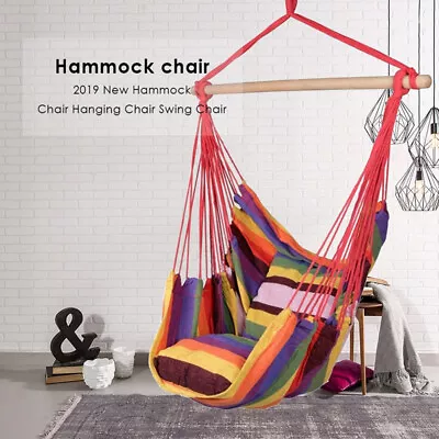 Garden Hang Chair Swinging Indoor Outdoor Furniture Hammock Hanging Rope Ch ZDP • £18.67