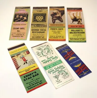 Vintage Matchbook Covers Lot Of 7 Maryland Baltimore Dogs ++ • $7