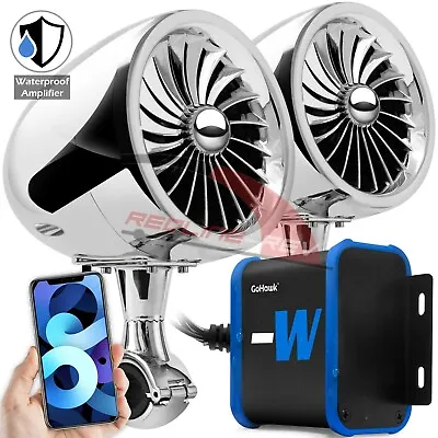 Waterproof Amplifier Bluetooth Motorcycle Stereo Speakers System FM Radio Harley • $44.99