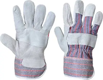 12 Pairs Portwest A210 Canadian Rigger Glove Leather Vein Protection - Grey • £24.39