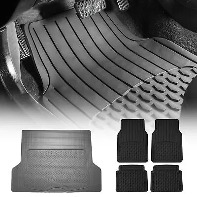 Premium Rubber Mats Combo Black Floor Mats & Gray Cargo Trunk Liner Mat • $54.99