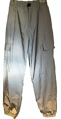 Forever 21 Joggers S Womens Silver Metallic Baggy Striped Neon Stretch 25x29  • £12.34