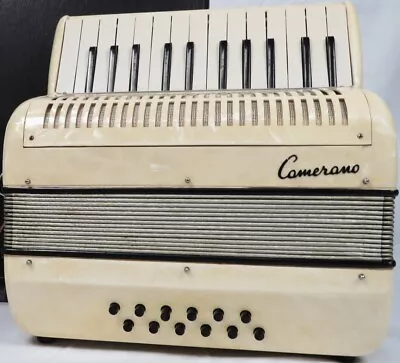 Camerano Piano Accordion 25-Key 12-Bass 105/104 Cream Pearl Made Italy Vintage • $74.91