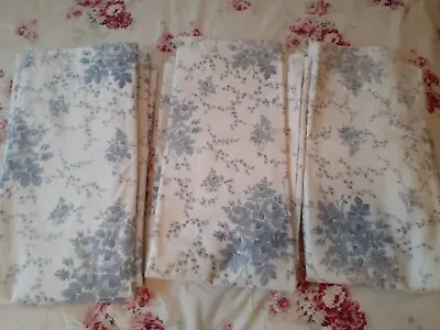 Laura Ashley Sophia Drapes-Blue & White-No Fade-Blues-Lined-50/50- 86  Long • $159.99