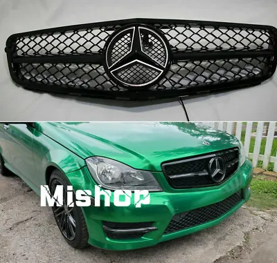 BLACK For Mercedes-Benz C Class W204 Front Grill W/ LED Emblem C300 C350 2008-14 • $149