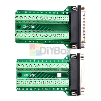 DB25 2 Row 5mm Pitch Adapter Male Terminals Board Nut Type D-Sub Connector • $5.41